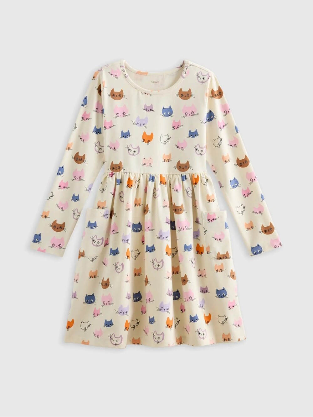 Quince Organic Cotton Long Sleeve Fit and Flare Pocket Dress